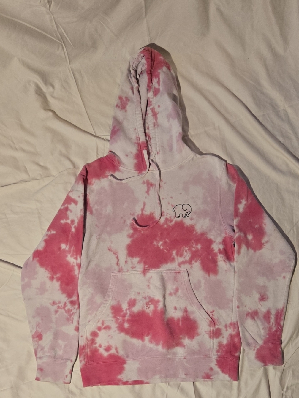 ivory ella Pink/White Tie-Dye Hoodie. Sweatshirt Unisex XS Fits Big See Pics